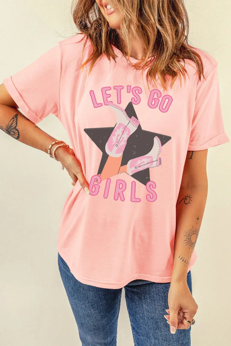 Stylish Graphic Round Neck Short Sleeve T-Shirt for Women - Love Salve